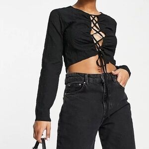 OPEN front tie crop top